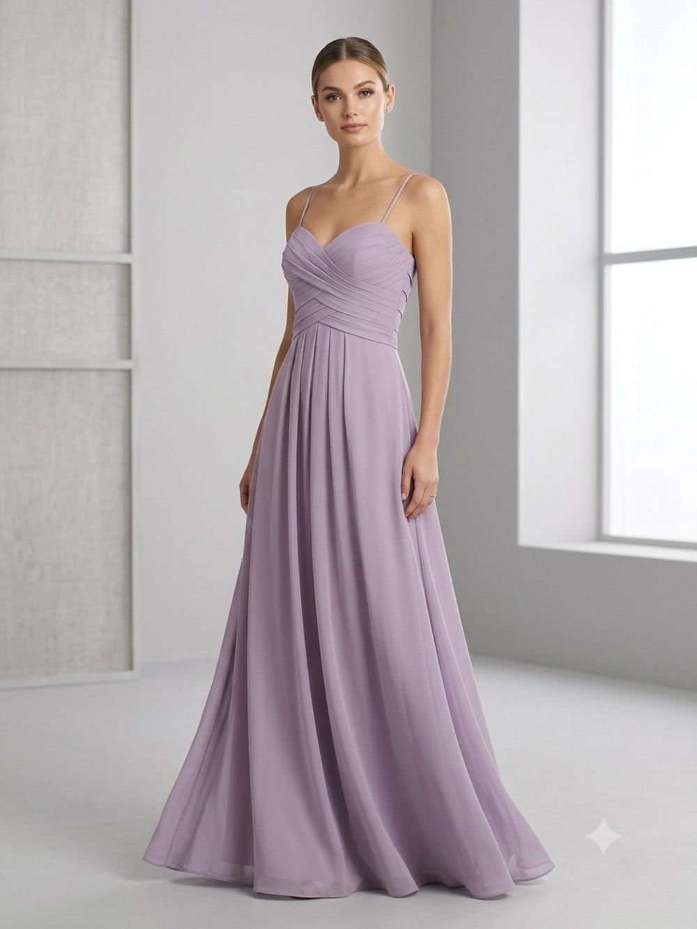 SORELLA VITA Lavender Spaghetti-Strap Chiffon Maxi Dress
